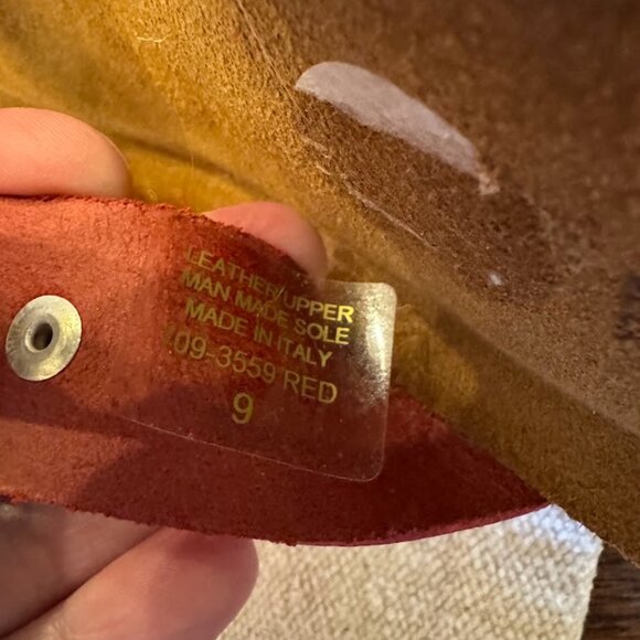 Woman's Red Leather Cross Strap Cork Bed Sandals Made in Italy Size 9 - Picture 8 of 9